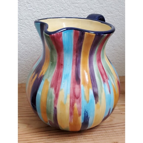 Tabletops Unlimited Pitcher Madrid Brush Stroke Paint Brush Stripe Dinnerware - Picture 6 of 6